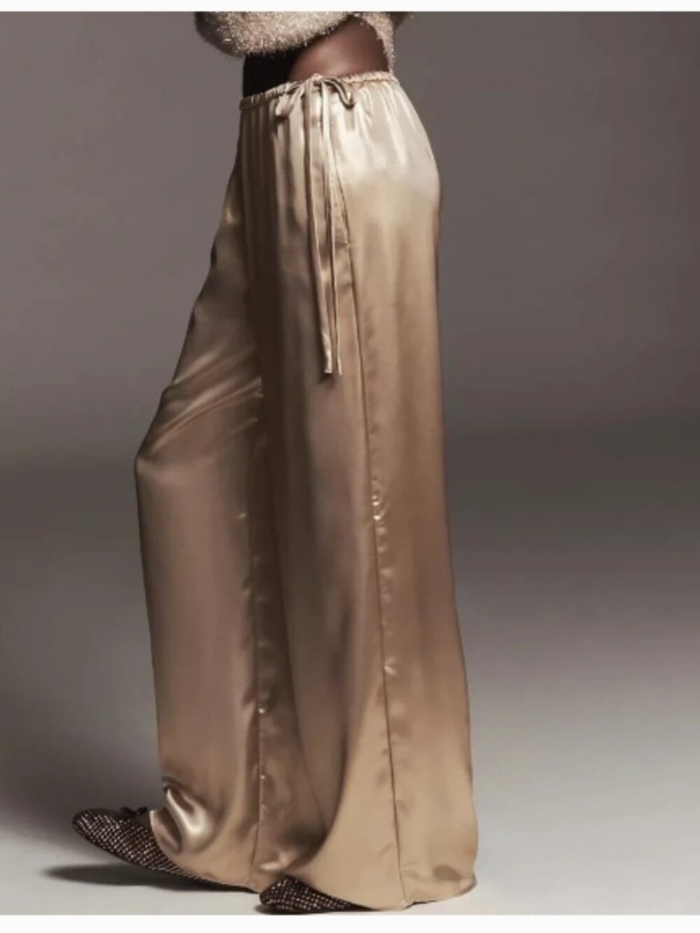 NWT Anthropologie Maeve Liquid Shine Gold Party Pull-On Pants - Picture 6 of 7